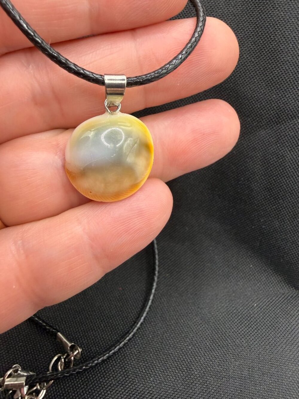 🐚 Natural Shiva's Eye Operculum Shell Pendant Necklace: Golden Spiral Talisman